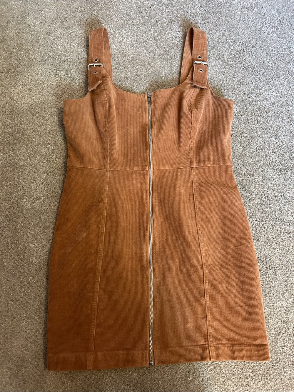 Buckled Strap Mini Dress in Rust Brown